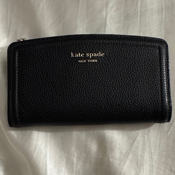kate spade Handbags - kate spade Black Pebbled Leather Zip Around Wallet - NWOT